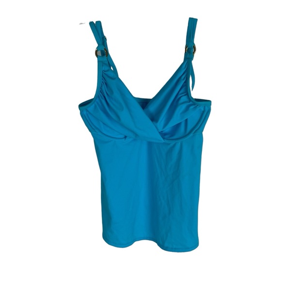 Tara Grinna blue 2-pc tankini and bottom swimsuit adjustable straps Sz 4 32-36 C - Picture 3 of 12